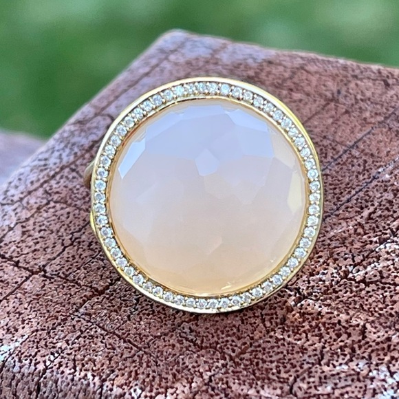 IPPOLITA 18K Yellow Gold Lollipop® Peach Moonstone & Diamond Statement Ring 🇮🇹 - Picture 15 of 16